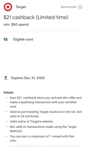 The target redcard doesn't charge an annual fee, which always makes it easier to justify opening a credit card just for purchases at a single store. No Longer Available Google Pay Spend 50 At Target Get 21 Back Doctor Of Credit