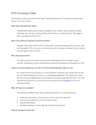Https Sites Rowan Edu Wellness Docs Sti Screening Clinic 1 8 19 003 Pdf