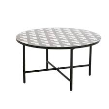 Niedriger Runder Gartentisch Aus Grauer Und Weisser Keramik Madagascar Maisons Du Monde Weisse Keramik Gartentisch Grau Und Weiss