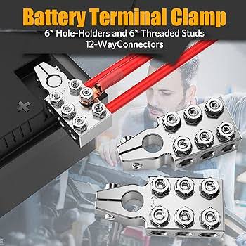Amazon.com: Battery Terminal Connectors, 12-Way Battery Terminal Clamps, BetyBedy Battery Terminals Top Post 8AWG up to 4/0(XL) AWG Gauge, Positive and Negative (+/-)(1 Pair) for SAE/DIN/EN Tapered Top Post : Automotive