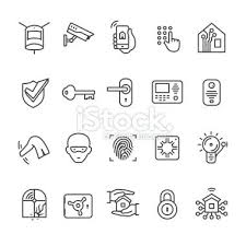 Smart House Security System Icons Collection Home Security Systems Icon Smart Home