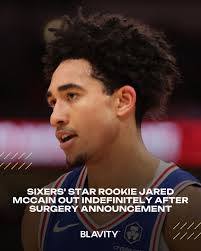 Jared McCain, the Sixers' Rookie of the Year favorite, is out indefinitely  after suffering a lateral meniscus tear in his left knee, requiring  surgery.⁠ ⁠ His injury, reported after Friday's game against