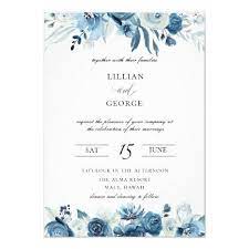 Shades Of Blue Floral Wedding Invitation Zazzle Com Floral Wedding Invitations Blue Wedding Invitations Botanical Wedding Invitations