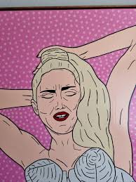 Frances Eckhardt peinture pop art 90x90 cadre doré