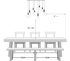 Start with 28 to 34 inches (71.1 to 86.4 cm), measuring from the bottom of the hanging light and the surface of your table. The Lighting Guide Pottery Barn