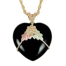 Onyx Heart Pendant Necklace Black Hills Gold Black Hills Gold Heart Pendant Diamond Fine Gold Necklace