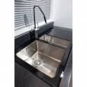 Includes waste strainer, excludes trap & tap. Cda Kvl02bl 1 5 Bowl Black Glass Stainless Steel Kitchen Sink Rh Drainer Glass Sinks From Taps Uk