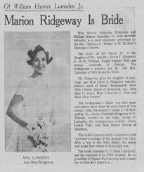 William Hunter Lumsden- Ridgeway Marriage announcement