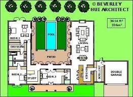 U Shaped House Plans With Pool In The Middle Courtyard Horseshoe Design By Architect U Shaped House Plans Pool House Plans U Shaped Houses