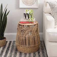 Woven Rattan Drum Side Table Kirklands Drum Side Table Table Decor Living Room Side Table Decor