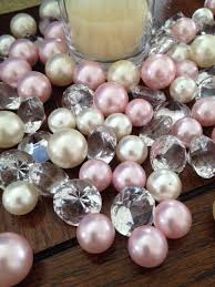 Pink Ivory Pearls Diamond Vase Fillers Table Scatter Bridal Glam Girl Decor Pink Vase Vase Fillers Teardrop Bridal Earrings
