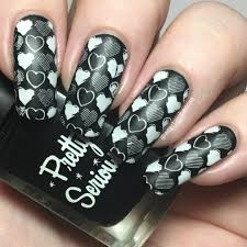 15 Unique Black And White Valentine S Day Nail Art Ideas I'm then going to add a base coat and some iridescent hearts stacked on the nail to create a love heart out of hearts.