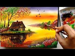 Black And White Easy Landscape Painting For Beginners 151 Beautiful Riverside Scenery Painting Acrylic Painting Tutorial Youtube Scenery Paintings Landscape Painting Tutorial Easy Landscape Paintings