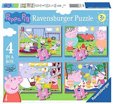 These diy toys are for unisex use and comprise of vivacious colors that attract the attention of kids. Ravensburger Peppa Pig 4 In A Box 12 16 20 24pc Jigsaw Puzzles Amazon Com Au Toys Games