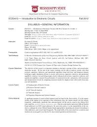 Ece3413 Introduction To Electronic Circuits Fall 2012 Syllabus