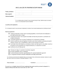 Cu privire la furnizarea de date cu caracter personal va trebui sa fie expres si va avea drept consecinta neprocesarea cererii dvs. Formular Editabil Covid 19 Actualizat 26 03 2020 Cum PoÈi Completa Electronic DeclaraÈia Pe Proprie RÄspundere C