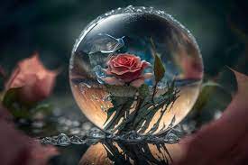 Premium Photo Glass Ball With Roses