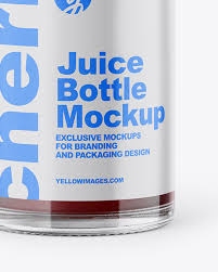 Download Clear Glass Bottle With Cherry Juice Mockup In Bottle Mockups On Yellow Images Object Mockups PSD Mockup Templates