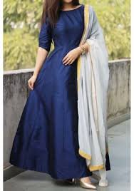 Denim Blue Silk Anarkali Dress Indian Style Fashion Indian Gowns Dresses