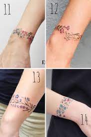 The tattoo is a combination of floral designs along with the names. 27 Flower Wrist Tattoo Ideas For Bracelet Tattoos Tattooglee