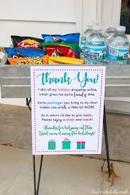 Holiday Delivery Thank You Printable Thank You Printable Mailman Gifts Thank You Baskets