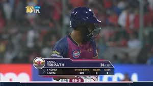 Rising pune supergiant bought him for inr 10 lakh for 2017 season of ipl. M17 Rcb Vs Rps Rahul Tripathi Wicket