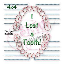 I Lost A Tooth Chart Embroidery Design