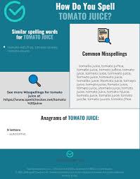 Correct Spelling For Tomato Juice Infographic Spellchecker Net