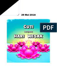 Kalender hari libur nasional indonesia 2018. Label Cuti Wesak