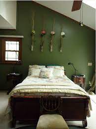 Just because your bedroom is small doesn't mean it has to be boring. Dark Green Accent Wall For Bedroom Spring Bedroom Decor Colorful Bedroom Design Cozy Small Bedrooms