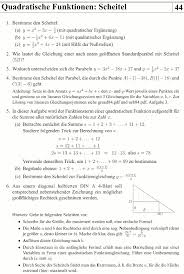 Scheitelpunktform Ubungen Und Aufgaben Mit Losungen Mathe Formeln Quadratische Funktion Mathematik