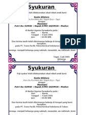 Contoh Kata Kata Di Box Kotak Nasi Acara Syukuran Aqiqah Anak Undangan Bersyukur Tanggal