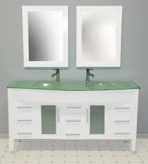 A lighted bathroom wall mirror with hooks is an ideal choice if you are working with a small space but want a change from traditional mirrors. Cambridge 63 Inch White Double Sink Vanity Set Tempered Glass Top