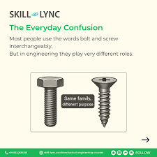 🔩 Bolts vs. Screws Which One Holds the World Together? ⚙ What's the  Difference? ▪️ Screws create threads directly in the material great for  wood, plastic, or light metals. ▪️ Bolts need