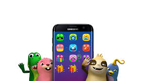 Galaxy S7 Edge Surrounded By Animation Characters From Samsung Kids Mode App Kids Mode App Kids Tablet Kids