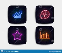 Star Update Time And Demand Curve Icons Growth Chart Sign