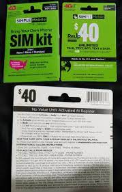 Keeping your current phone means buying a simple mobile sim card for 99 cents, found everywhere from best buy to cvs or online at the company's website. Phone And Data Cards 43308 Simple Mobile Refill Card 40 Reup Prepaid Airtime Card With Sim Kit Buy It Now Simple Mobile Verizon Prepaid Travel Sim Card
