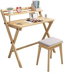 Vbarv Folding Computer Desk Chair Set Wood Student Desk And Chair With Bookshelves Space Savi Computer Desks For Home Folding Computer Desk Desk And Chair Set
