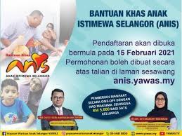 Kerajaan selangor hari ini mengumumkan pemberian bantuan khas kewangan (bkk) bersempena aidilfitri sebanyak setengah bulan gaji atau minimum rm1,000 kepada semua penjawat awam negeri yang akan dibayar pada 19 mei depan. Bantuan Khas Anak Istimewa Selangor Anis Permohonan Insentif Had Maksima Rm 5 000 One Off