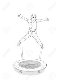 Happy Boy Jumping On A Trampoline Silhouette Isolated Fitness Happy Boy Boy Sketch Trampoline