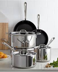 All Clad Nonstick Stainless Steel 10 Piece Cookware Set Reviews Cookware Sets Macy S