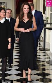Kate Middleton Stuns In Sleek Black Dress Pearls For Gala During Paris Royal Tour Kate Middleton Outfits Kate Middleton Style Alexander Mcqueen Dresses