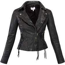 Muubaa Black Meggie Leather Biker Jacket 235 Liked On Polyvore Featuring Out Motorcycle Jacket Women Distressed Leather Jacket Fur Collar Leather Jacket