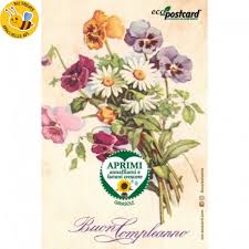 Nel cielo appare la scritta buongiorno. Cartolina Vintage Con Fiori Eco Postcard Gadget Ecologico Con Semi