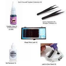 Diy Eyelash Extension Set Individual False Lashes Extension 1 Black Glue 1 Mixed Mink Lashes Diy Eyelash Extensions Eyelash Extension Kits Eyelash Extensions