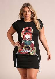 Plus Size Clothing Plus Size Studded Graphic T Shirt Dress Debshops Plus Size Outfits Fashion Clothes