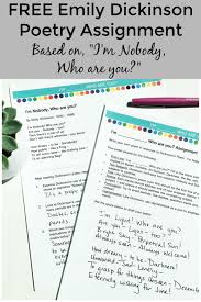 Emily Dickinson Poetry Assignment Freebie High School Writing Prompts Poetry Writing Activities High School Literature