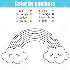 Dibujo Para Colorear Con El Arco Iris Lindo Del Kawaii Color Por El Numero De Tareas Hoja De Trabajo Imprimible Para Ninos En Edad Preescolar Numeros Y Colores Aprendizaje Ilustraciones Vectoriales Clip Dibujos kawaii para colorear unicornio. dibujo para colorear con el arco iris lindo del kawaii color por el numero de tareas hoja de trabajo imprimible para ninos en edad preescolar