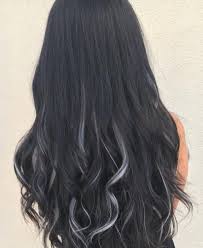 Black Hair With Gray Highlights Black Highlights Black Hair With Grey Highlights Black Hair With Highlights Black Hair Ombre