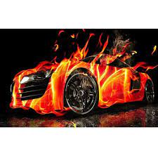 Diy 5d Diamond Painting Flaming Sports Car Multiple Sizes Cool Wallpapers Cars Sports Car Wallpaper Cool Cars